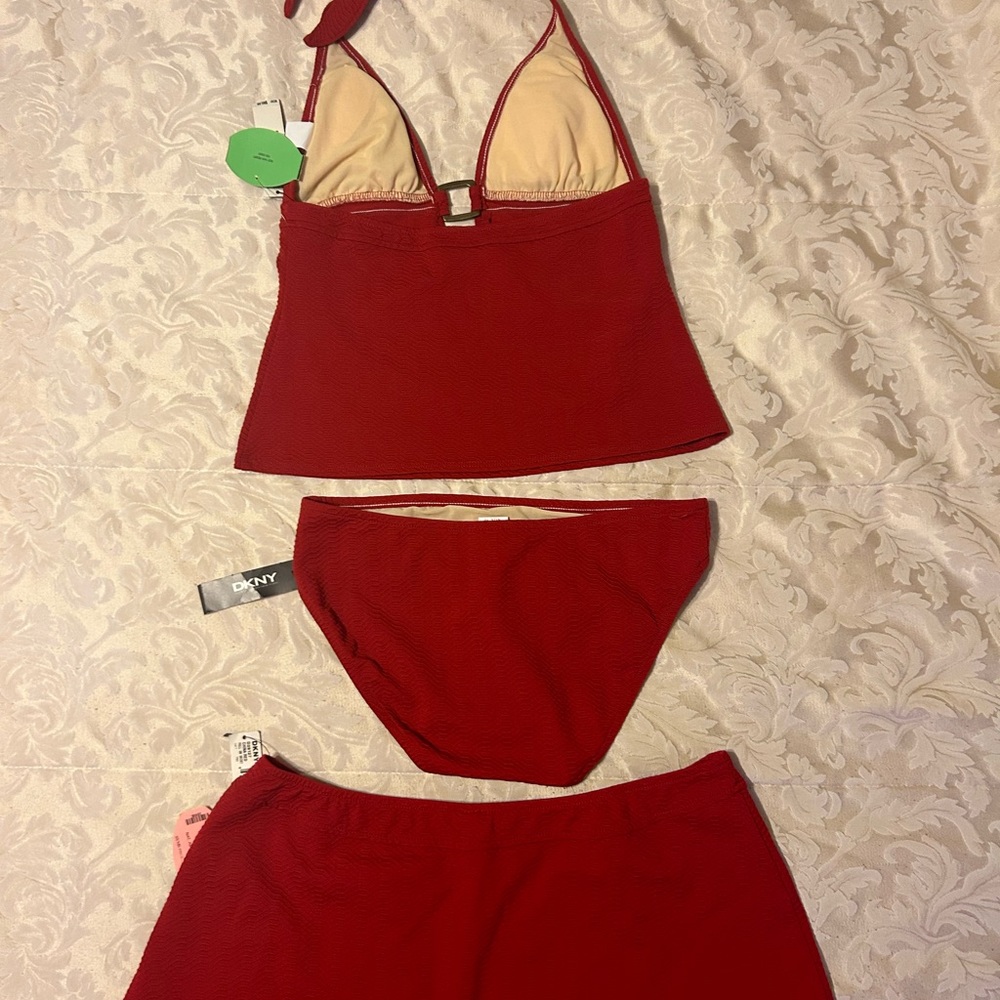DKNY 3-piece China Red Swimsuit Brand New - Picture 6 of 7